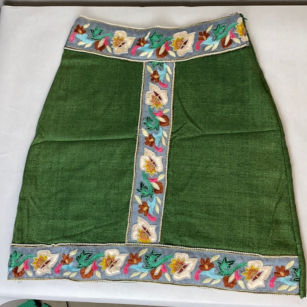 Prashe Silk Beaded Embroidered Skirt Size Small